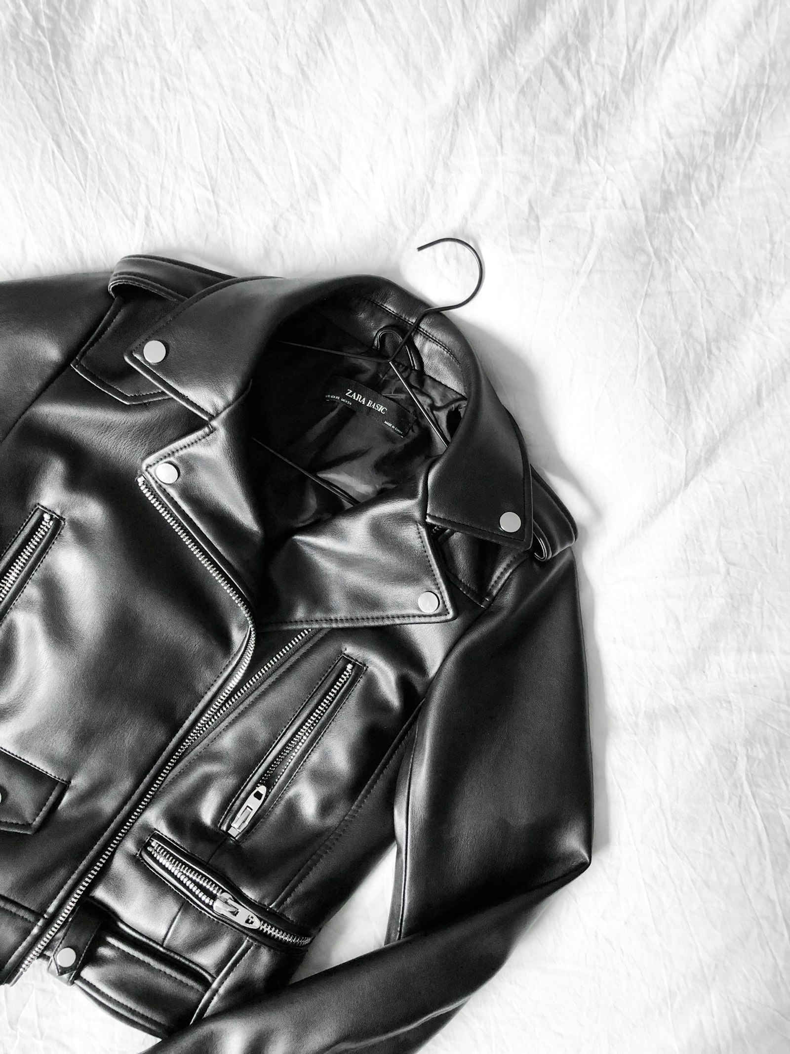 Black leather jacket, studio styled